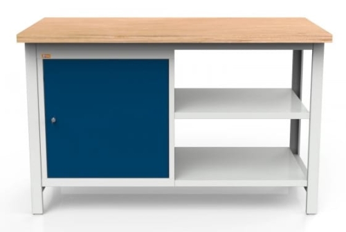 Stół warsztatowy 150 cm, szafka, 2 półki, kod: MWS210