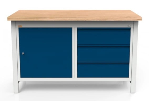 Stół warsztatowy 150 cm, szafka, 3 szuflady, kod: MWS212