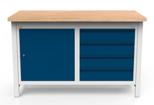 Stół warsztatowy 150 cm, szafka, 4 szuflady, kod: MWS213