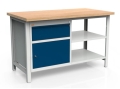 Stół warsztatowy 150 cm, szafka, szuflada, 2 półki, kod: MWS215 1