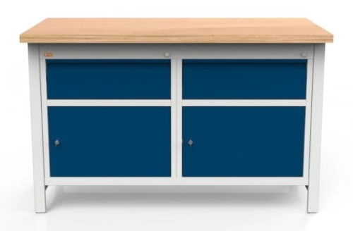 Stół warsztatowy 150 cm, 2 szafki, 2 szuflady, kod: MWS216