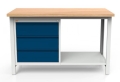 Stół warsztatowy 150 cm, 3 szuflady, półka, kod: MWS219
