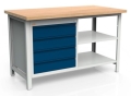 Stół warsztatowy 150 cm, 4 szuflady, 2 półki, kod: MWS223 1