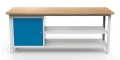 Stół warsztatowy 200 cm, szafka, 2 półki, kod: MWS313
