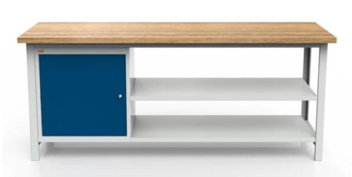 Stół warsztatowy 200 cm, szafka, 2 półki, kod: MWS313 2