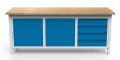 Stół warsztatowy 200 cm, 2 szafki, 4 szuflady, kod: MWS320