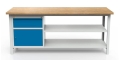 Stół warsztatowy 200 cm, szafka, szuflada, 2 półki, kod: MWS331 2