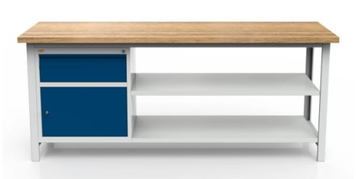 Stół warsztatowy 200 cm, szafka, szuflada, 2 półki, kod: MWS331