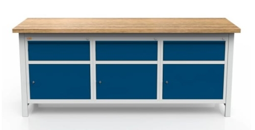 Stół warsztatowy 200 cm, 3 szafki, 3 szuflady, kod: MWS335