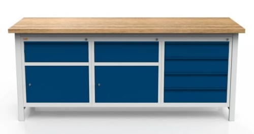 Stół warsztatowy 200 cm, 2 szafki, 6 szuflad, kod: MWS338