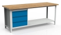 Stół warsztatowy 200 cm, szafka, 3 szuflady, półka, kod: MWS345 3