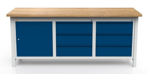 Stół warsztatowy 200 cm, szafka, 6 szuflad, kod: MWS350