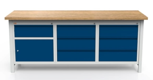 Stół warsztatowy 200 cm, szafka, 7 szuflad, kod: MWS351