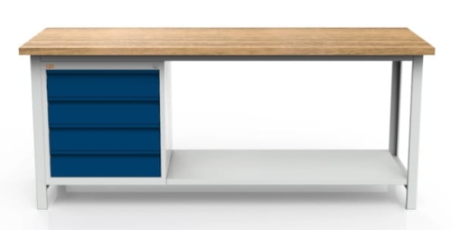 Stół warsztatowy 200 cm, 4 szuflady, półka, kod: MWS356