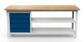 Stół warsztatowy 200 cm, 4 szuflady, 2 półki, kod: MWS357