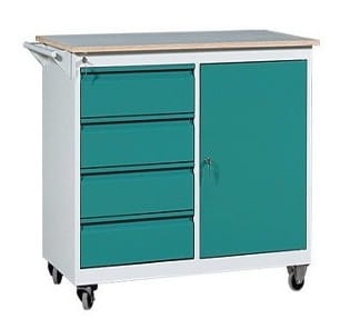 Stół warsztatowy na kółkach, 4 szuflady, szafka, kod: MWWMB