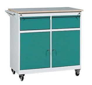 Stół warsztatowy na kółkach, 2 szuflady, 2 szafki, kod: MWWMC