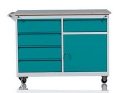 Stół warsztatowy na kółkach, 5 szuflad, szafka, kod: MWWDA 1