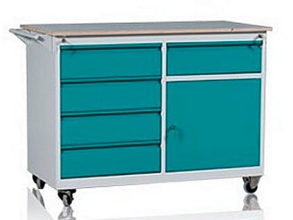 Stół warsztatowy na kółkach, 5 szuflad, szafka, kod: MWWDA