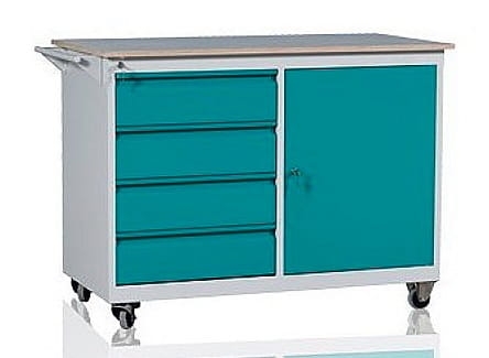 Stół warsztatowy na kółkach, 4 szuflady, szafka, kod: MWWDB