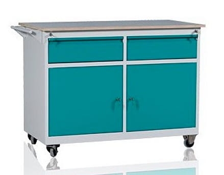 Stół warsztatowy na kółkach, 2 szuflady, 2 szafki, kod: MWWDC