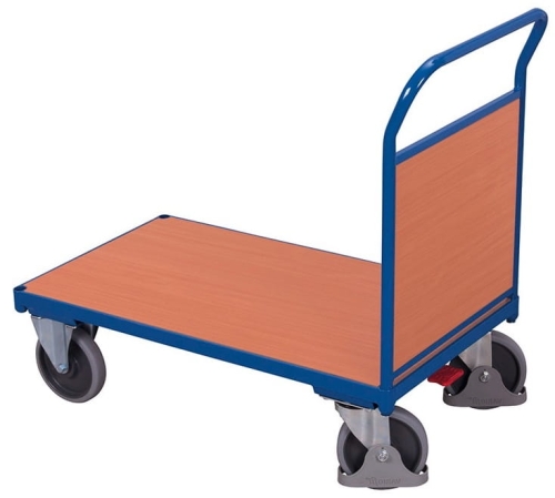 Wózek platformowy, platforma z płyty, 1 burta, koła z osłoną stopy, kod: VF500102