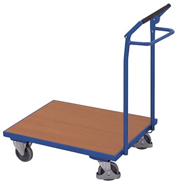 Wózek platformowy, platforma z płyty, hamulec postojowy, koła z osłoną stopy, kod: VF600125