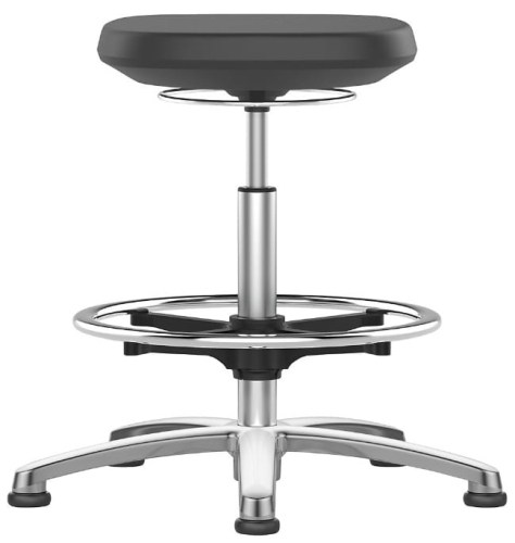 Taboret laboratoryjny wysoki na stopkach, aluminium, BIMOS Labsit, Gwarancja 10-lat